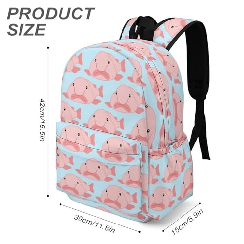 Blob Fish Pattern Cute Backpack Travel Work Bag with Water Bottle Pocket Adjustable Padded Shoulder Straps Daypack3