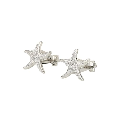 Sparkly Cubic Zirconia Starfish Clip on Earring for Women Crystal Cute Dainty Silver Star Earrin Statement Non Pierced Ears Boho Summer Beach Ocean Vacation Holiday Fashion Jewelry