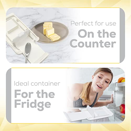 Izoi-Plastic Butter Dish With Lid For Countertop And Refrigerator-Butter Keeper, Holder, Tray, Container And Storage Set With Flip-Top, Wide, Small, Covered Design, Food Safe, Dishwasher Safe #TOP5
