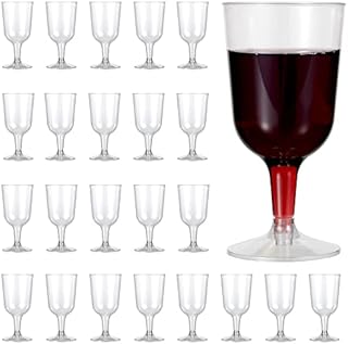 MATANA - 48 Pack Multi-use Clear Plastic Wine Glasses for Garden Wedding Anniversary and Birthday Party - 180ml