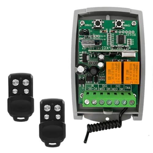 Qussedser Receptor de Control Remoto para Puerta de Garaje Tuya WIFI, 433 MHz, 2 Canales, 12-24 V, Compatible con Aplicación de Control por Voz RF