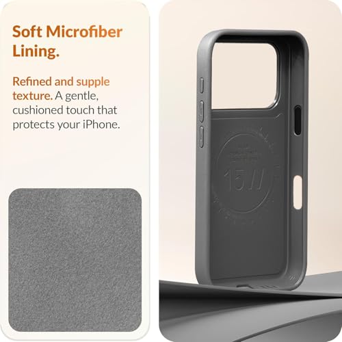 Image of DIZORO Leather Case for iPhone 17 Pro, Men Women Luxury Elegant Slim Business PU Cover Soft Non-Slip Grip Shockproof Anti-Scratch Protective Back Cover Grey White