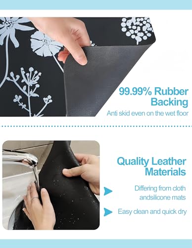 Image of Dish Drying Mat for Kitchen Counter, 12 inchx19 inch Rubber Backed (Gray Daisy)