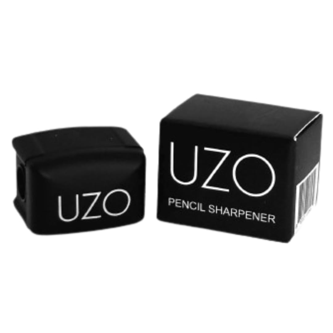 UZO Makeup Pencil Sharpener with Removable Cover | Precision Sharpener for Eyeliner, Lip, Brow Pencils, Stainless Steel Blade, Built-in Cleaning Pick, Compact Travel Design