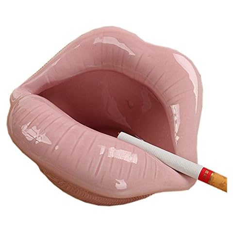 Queenbox Creative Ceramic Cigarette Ashtrays with Lips Style Fashion Home Decorations Cover