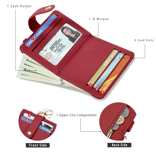 Image of Airkit Small Wallet Women RFID, PU Leather Card Holder with Keychain | Slim Compact Zipper Coin Purse for Ladies, Travel Holiday Gifts for Mom, Cute Mini Bifold Wallets