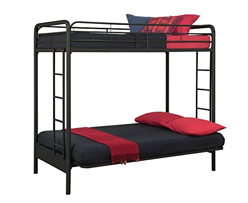 Dhp Twin-Over-Futon Convertible Couch And Bed With Metal Frame And Ladder - Black #TOP4