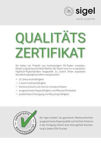 SIGEL 33244 Endlospapier 12 Zoll x 240 mm (A4 hoch), 60/53/57 g, 500 Sätze 4fach, Druckerpapier