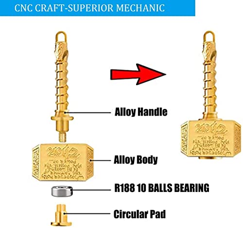 Multibao Thor Hammer Fidget Spinners Metal Fidgeting Hand Finger Spinner Chain Focus EDC ADHD Stress Relief Toy Anti Anxiety Fingertip Gyro Desk Toy Party Favors Supplies Xmas Gift (Golden) - Image 3