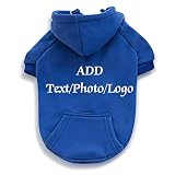 Sudadera con capucha personalizada para perro, carga tu diseño, transpirable, bonita ropa para mascotas para perros pequeños y medianos (azul)