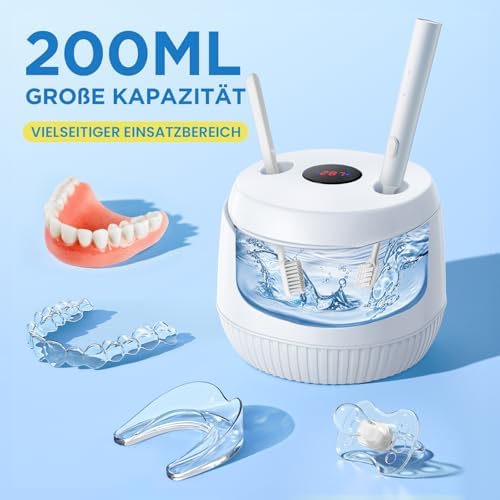 Bild 5 - Ultraschallreinigungsgerät 45000Hz UV Ultraschallreiniger 200ML Dental Pod - Ultrasonic Cleaner für Zahnersatz, Retainer, Aligner Zahnschiene, Prothesen, Schmuck mit digitalem Timer