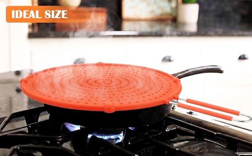 Image of Splatter Screen for Frying Pan, Grease Splatter Guard, Heat-Resistant Splatter Guards for Frying, Silicone Splatter Guard for Everyday Cooking, Dishwasher Safe, Red (16inx12inx0.5in)