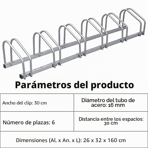 Miniatura 6 de Randaco Soporte Para Aparcar, Soporte De Pared Para 2 Bicicletas, Soporte De Suelo Para Bicicletas, Montaje En Pared, De Metal, Ahorra Espacio, Para 6 Bicicletas, Color Plateado
