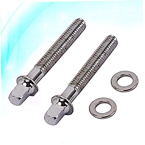 2 piezas de tornillos de montaje para tambores de acero inoxidable con arandelas, sujetadores de tensión duraderos para tarola y bombo para músicos miniatura 2