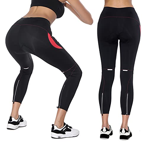 Foto von Santic Fahrradhose Damen Gepolstert Lang Radhose Damen Lang Radlerhose Damen Gepolstert auch für MTB Rosa EU M