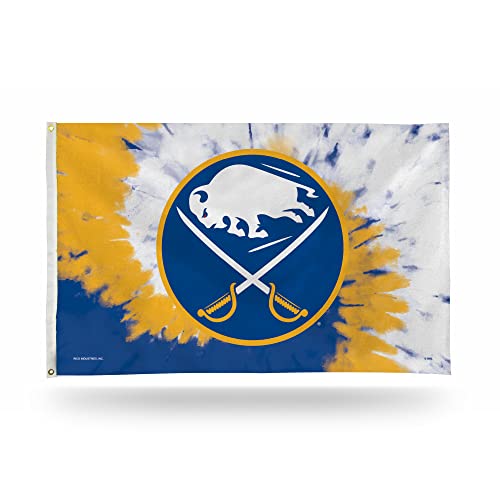 Rico Industries NHL Buffalo Sabres Tie Dye 3 x 5 Banner Flag 3 x 5 Banner Flag Single Sided - Indoor or Outdoor - Home Dcor