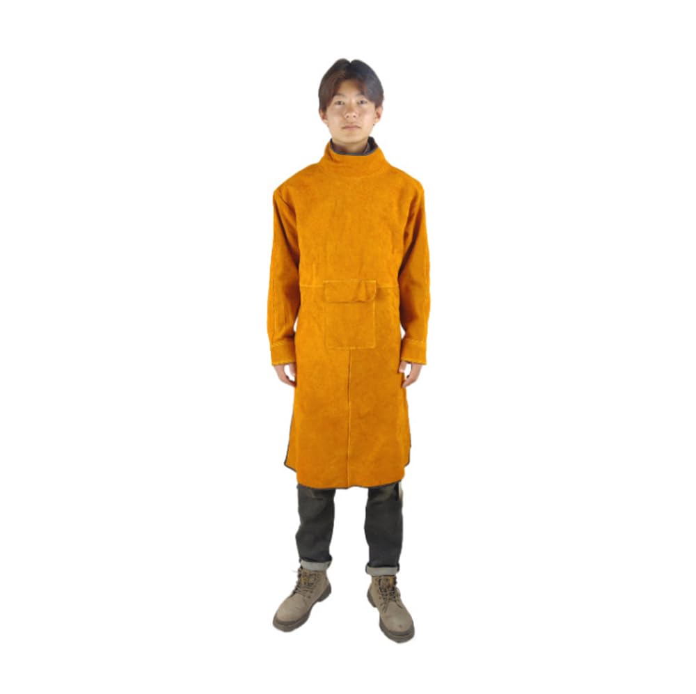 BeLongsYou Grembiule per Saldatura in Pelle Bovina, Abbigliamento Protettivo per Saldatura Resistente al Calore, Ignifugo e Resistente all'Usura, Lunghezza 105 Cm, Adatto a 154-187 Libbre