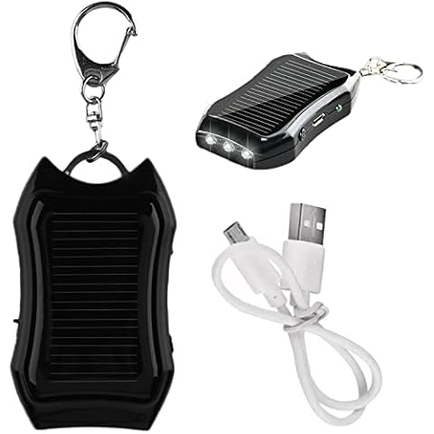 UGIF 1200mAH Solar Power Bank Keychain, Key Ring Mini Power Bank, Portable Solar Charger Keychain, with LED Torch, for Outdoor Emergency Phone Charger Cover