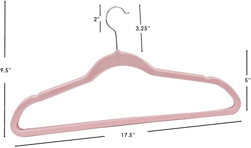 Miniatura 7 de Home Basics - Perchas de terciopelo para ropa (paquete de 60 unidades), color rosa, perchas de fieltro para camisetas, chaquetas, vestidos y