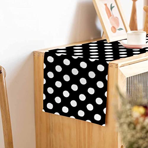 Hosnye HE-TABLE-A059 Runner White Polka Dot Pattern,Cotton Linen Table Runner Decoration thumb #4