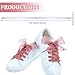 Ouligay 4 Pairs Ribbon Shoe Laces, Fashion Lace Shoelaces Flat Pink Yellow Snow Yarn Shoelace Soft Stain Organza Shoestrings for Women Sneakers Satin Ribbon Fluffy Shoe Lace