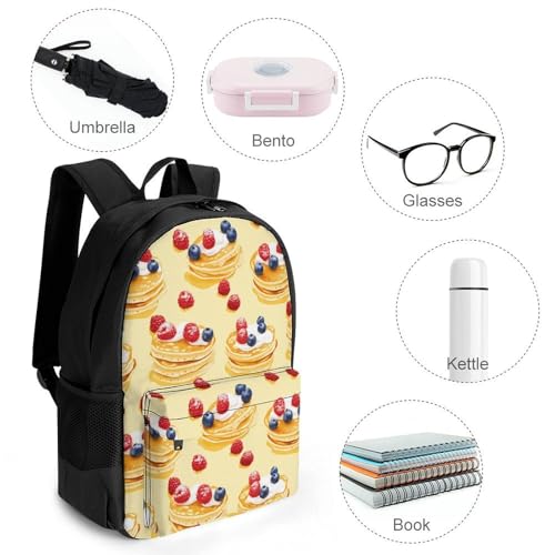 Pancake With Berries Travel Backpack Casual Daypack Shoulder Bag with Adjustable Shoulder Straps for Men Women3
