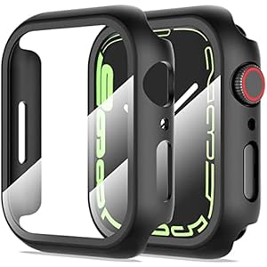 Diruite 2 Stuks Case voor Apple Watch Series 8/7/6/5/4/SE 2/SE Gehard Glas Bescherm Screen Protector,HD Allround…