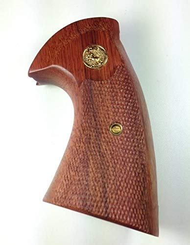 New Colt Python Grips I/E I E Frame Checkered Hardwood Handmade Open Back Gold Medallions