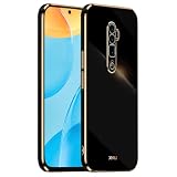 EASSGU [Telaio Elettrolitico Custodia per OPPO Reno10x Zoom (6.6" Inches) Cover Protettiva in Morbido Silicone TPU - Nero