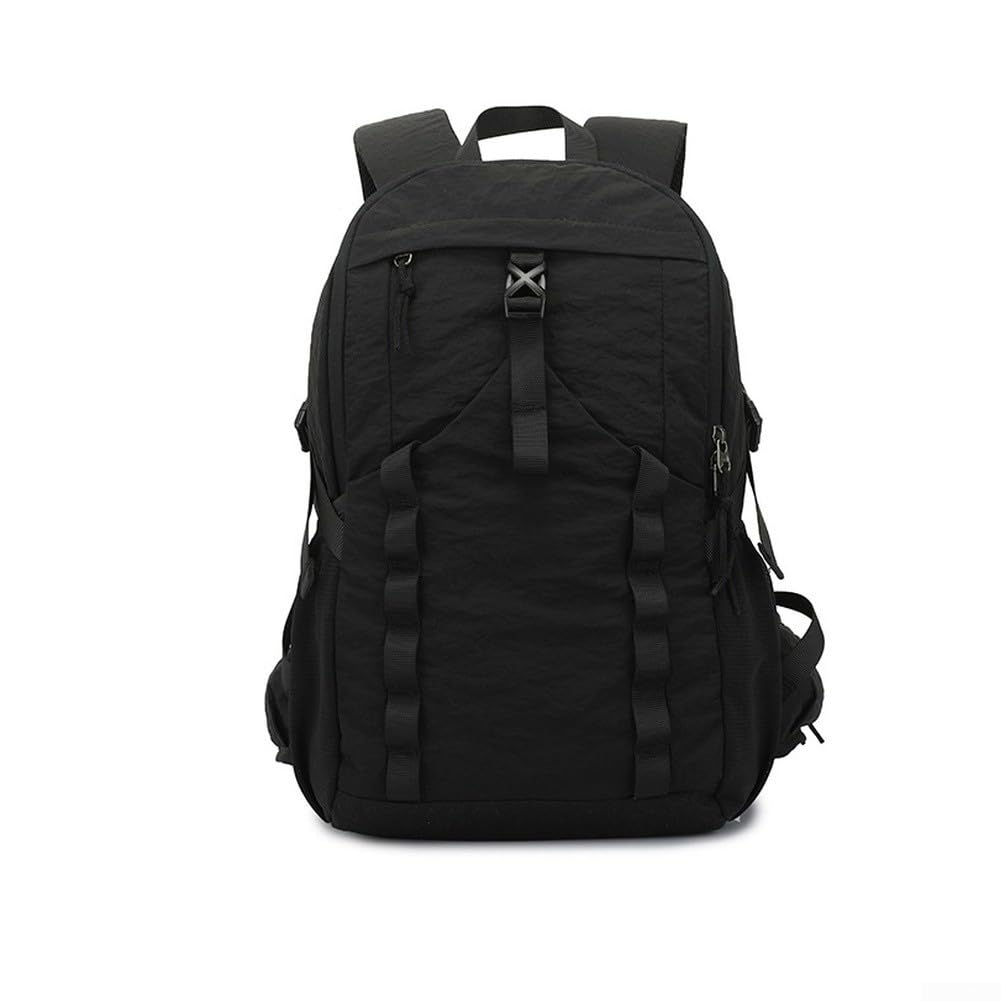 Zaino da trekking leggero da 28 litri, in nylon, con fischietto SOS, cinghie traspiranti, impermeabile, per campeggio e trekking, nero