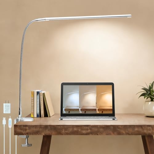Tikroom Space Aluminum LED Desk Lamp with Clamp Reading Study Desk Light