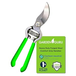 Garden GURU Indestructible All Steel Garden Clippers – Professional Bypass Hand Pruner Pruning Shear with Comfort Grip Handles and Hardened Steel for Gardening, Trimming, and Yard Work