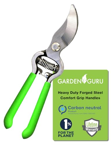 Garden GURU Indestructible All Steel Garden Clippers – Professional Bypass Hand Pruner Pruning Shear with Comfort Grip Handles and Hardened Steel for Gardening, Trimming, and Yard Work