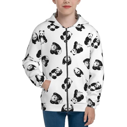 Giant Pandas Kid Hoodies Boys Zip Up Sweatshirts Girls Pullover with Pocket3