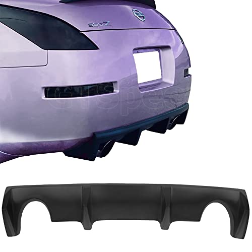 GT-Speed Compatible with/Replacement for Rear Bumper Lip, GT-S Style PU Rear Lip Diffuser Black, Fits 2003 2004 2005 2006 2007 2008 2009 Nissan 350Z Z33 Fairlady Z Coupe