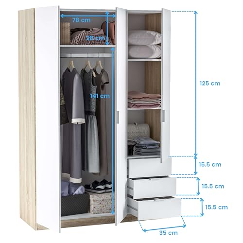 Variante de Habitdesign armarios dormitorio 3 puertas 3 cajones 121x180x52