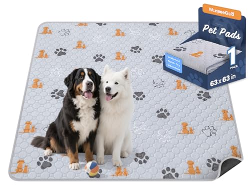 Image of WanpeeGoo Washable Pee Pads for Dogs, Waterproof, 63 x 63 in, 1 Pack, Orng | Super Absorbent, Waterproof and Non-Slip; Washable, Reusable Dog Pads for Crates, Playpens, Floors, Furniture and Travel
