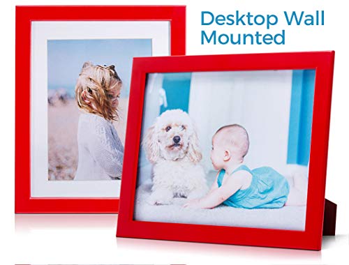 Jd Concept 8X10 Soft-Red Thin Wood Picture Frame, For Photo 6X8 With Mat Or 8 X 10 Without Mat, Desk-Top Or Wall Mounted #TOP2