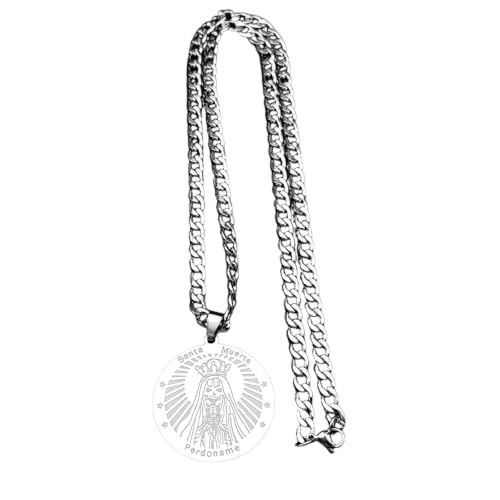 Collier Santa Muerte chaîne dorée robuste anti-ternissement