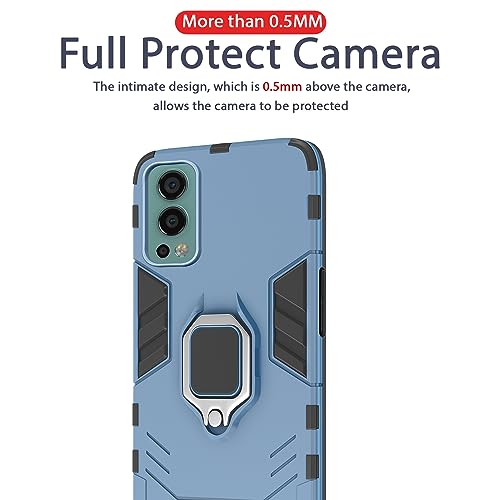 Image of Pikkme Back Cover for OnePlus Nord 2 5G | 360 Protection | Ring Holder | Kickstand | Tough Armor Case (Blue)