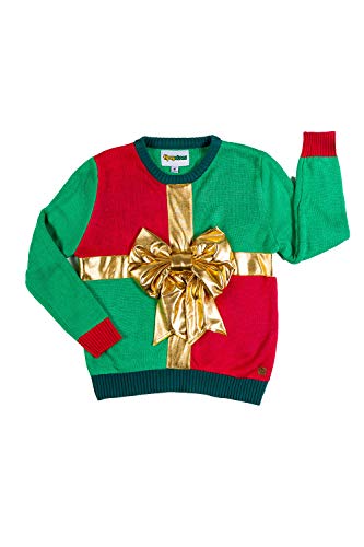 Tipsy Elves Tacky Ugly Christmas Sweater for Kids - Youth Little Present Holiday Pullover Size X-Large