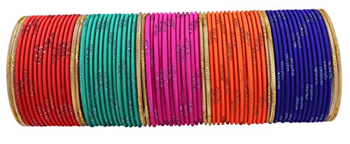 Image of NMII Non-Precious Metal with Base Metal Spreads with Zari Glossy Finished Premium Traditional Bridal Chuda Bangle set for Women and Girls