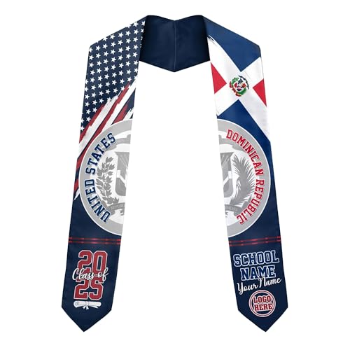 MonkeyVan Personalized Graduation Stole for Dominican Republic Senior, Dominican Flag Graduation Sash Class of 2025 Gifts S337