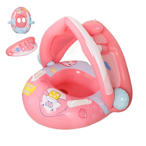 Flotador para bebé con parasol – Flotador de piscina para bebé con parasol – Anillo de juego de agua anti-UV para niños con asiento para 6 meses a 36 meses para hombres y mujeres en estaciones