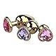 Glighter Gold Analplugs mit Viele Farben Kristall Herzförmig Stoss (Klein-28mm,Mitte-34mm,Groß-40mm) Anal Plug für Frauen Männer Butt Plugs Sexspielzeug (Rot, S)