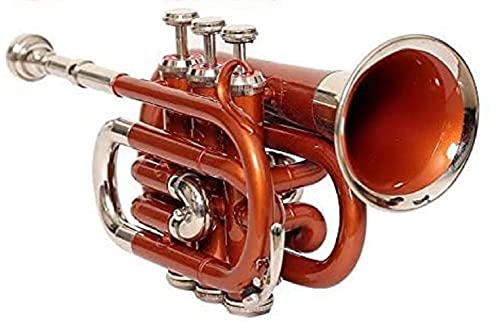Chopra Musicals Brass Bp Pocket Trumpet With Mouthpiece, Hard Case Musical Instruments (Orange Nickel) #TOP27