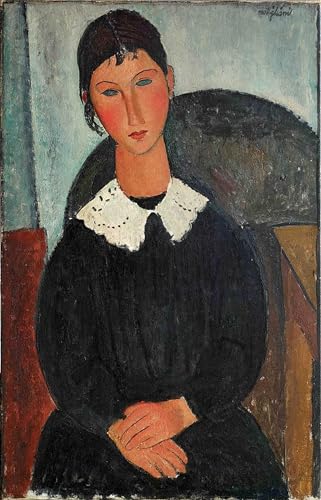 Toile Modigliani Elvire au col blanc, peinture idéale pour la décoration du salon en 60x90
