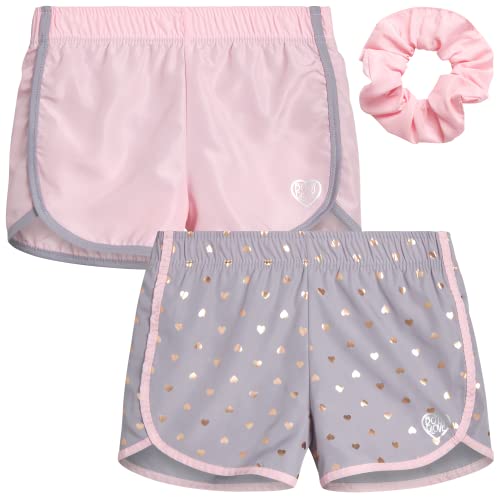 Body Glove Girls? Active Shorts ? 2 Pack Athletic Gym Dolphin Shorts (Size: 7-12), Size 10, Grey Hearts/Pink #TOP29