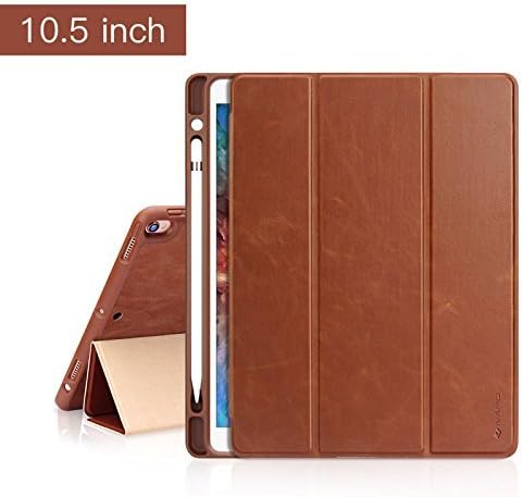 iVAPO iPad Pro 10.5 Case Pencil Holder Auto Sleep Wake Function Typing Viewing Tri-fold Stand PU Leather Smart Cover for iPad Pro 10.5 inch 2017 Brown PU Faux Leather