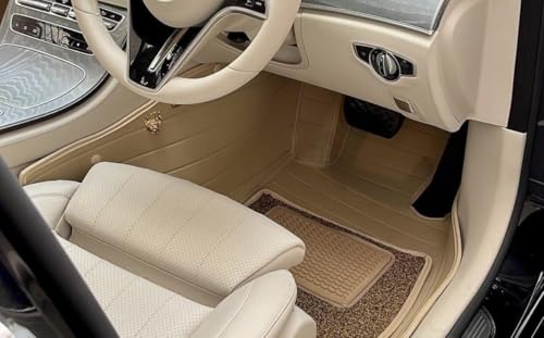Image of CHIRON 10D Compatible with Maruti Brezza Custom Fitted Faux Leather 10D Antiskid Car Floor Mats - Beige